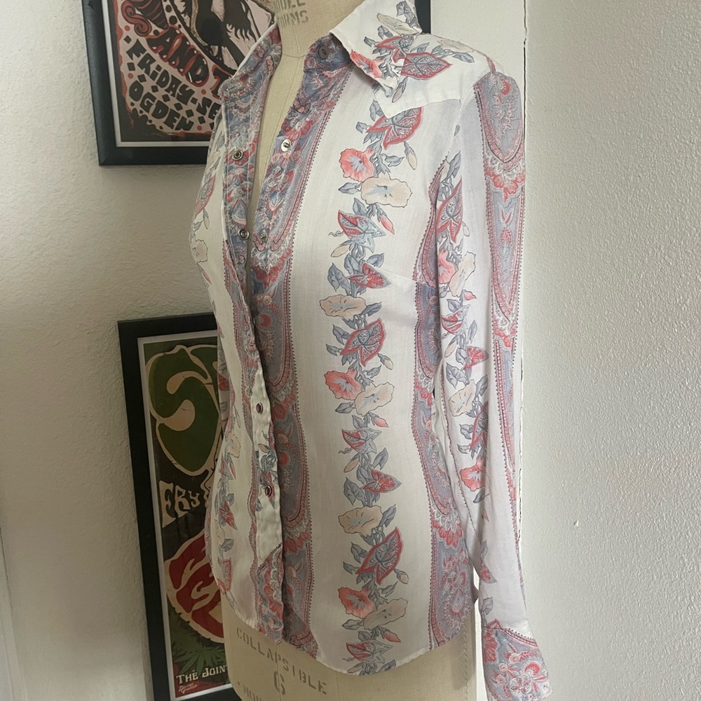 Vintage western shirt pearl snaps sm